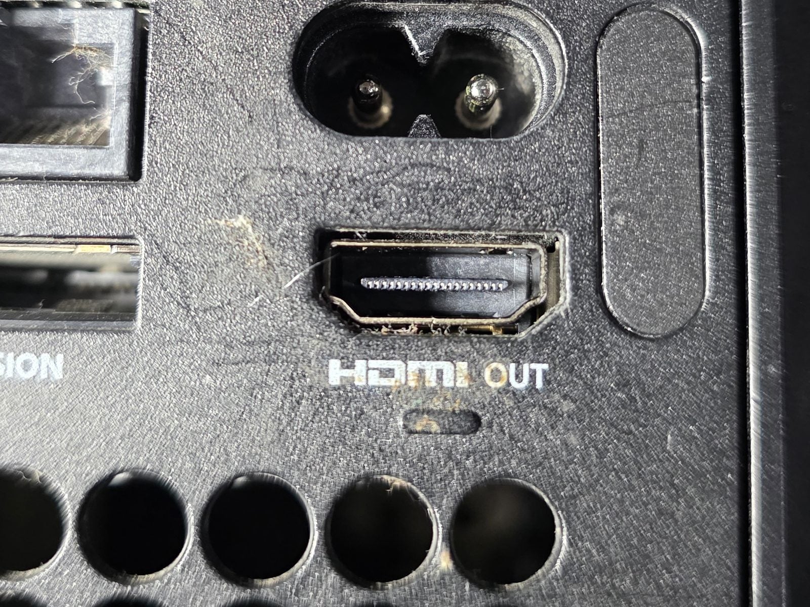 HDMI OUT port on the back of an Xbox Series X console at Stealth Tech Pro in Stevens Point